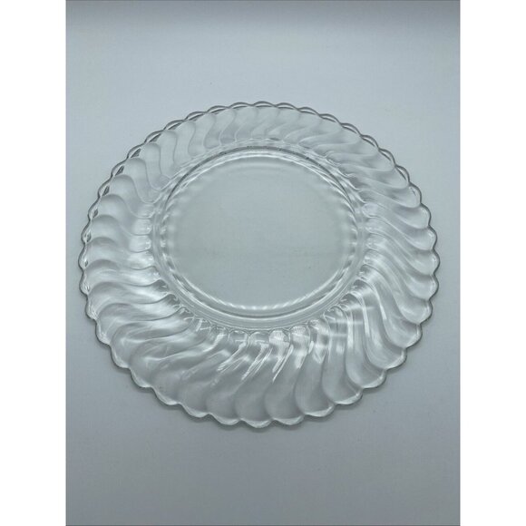 Fostoria Colony Luncheon Plate 8.5” Clear Glass Swirls & Scallops - Picture 4 of 6